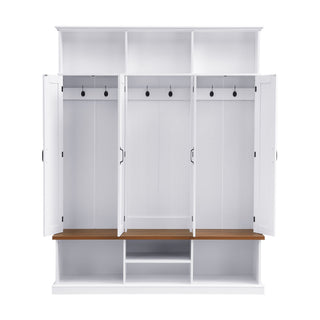 Entryway Hall Tree With Bench, 3 Top Cubbies & Bottom Storage Space
