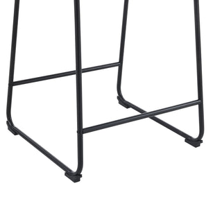Vintage Style Armless Industrial Counter Stool With Metal Legs And Footrest For Kitchen Island, Cafe, Pub, Bar Counter (Set of 2) - Cream / Black