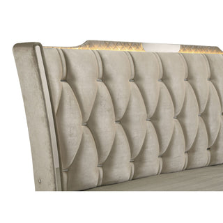 Mika - LED Upholstered Bed With Tufted Wingback Headboard And Ambient Lighting