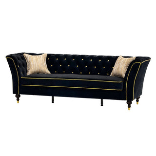 3 Person Sofa With Deep Seat, Tufted Backrest