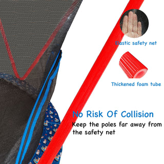 Trampoline, Toddler Indoor / Outdoor With Heighten Net, No Gap Design For Kids - Baby Blue