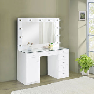 Fern - 7 Drawer Vanity Set With Mirror And Globe Lights