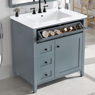 Modern Bathroom Vanity With Sink, 3 Drawers And Adjustable Shelf