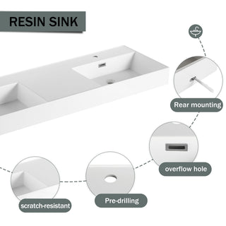 Contemporary Wall Mounted Bathroom Vanity With Dual Resin Sink And Soft Close Drawer