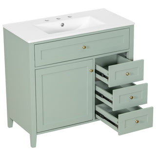 Bathroom Vanity With Sink, Cabinet With 3 Drawers And Adjustable Shelf