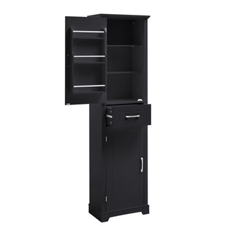 Tall Freestanding Bathroom Storage Cabinet With 2 Doors And Adjustable Shelves