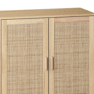 Elegant And Functional 4 Door Rattan Decorative Storage Cabinet