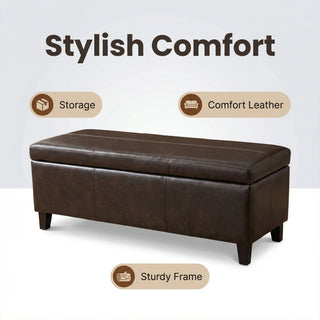Rectangle Storage Ottoman Bench For Living Room - Brown