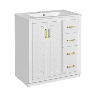 Bathroom Vanity With Sink, Storage Cabinet, Freestanding Set With 3 Drawers & Soft Closing Doors