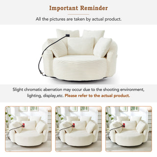 Swivel Accent Barrel Chair With Adjustable Phone Holder, 5 Pillows For Living Room