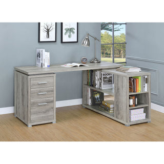 Tona - L-Shape Computer Desk With 3 Drawers And 5 Shelves