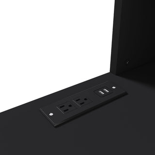 Computer Desk With 4 In 1 Socket & 3 Drawers, 4 Tier Shelves