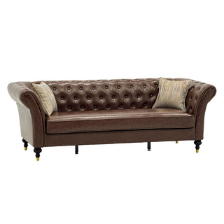 Chesterfield Sofa, 3 Seat Couch With Deep Button Tufted Back, Rolled Arms