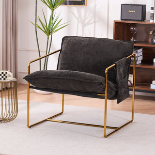 Upholstered Hanging Armchair With Arm Pocketsmetal Frame (Set of 2), Plated Craftsmanship, Crushed Foam Cushions And Skin-Friendly Woven Fabric For Living Room And Bedroom