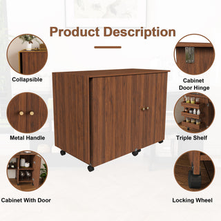 Foldable Sewing Table With Locking Casters