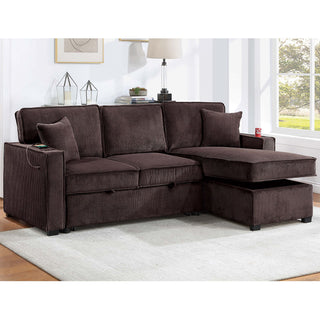 Convertible Sectional With USB / USB - C Port, Storage Chaise, Pull-Out Bed