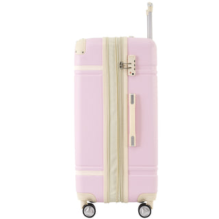 Hardshell Luggage Set With Double Spinner Wheels, Tsa Lock, Lightweight Suitcase, 28" With Bags - Light Pink