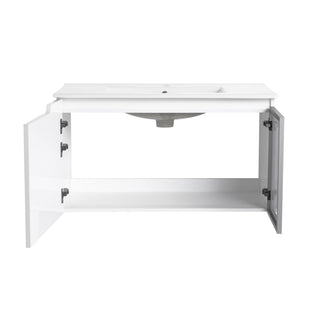 Wall Mounted Bathroom Vanity With Sink, Cabinet & Half Door