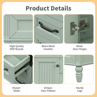 Bathroom Vanity With Sink, Flip-Out Top Drawer, Soft Close Doors, 2 Storage Drawers