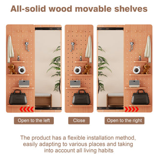 Wall Mounted Full Length Mirror With Shelf And Hook