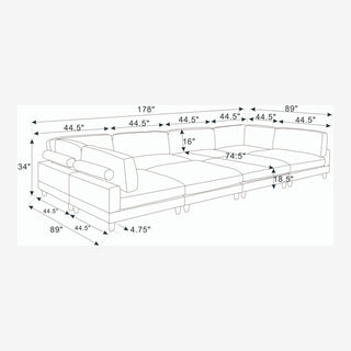 Modern Modular Sectional With Adjustable Back Support