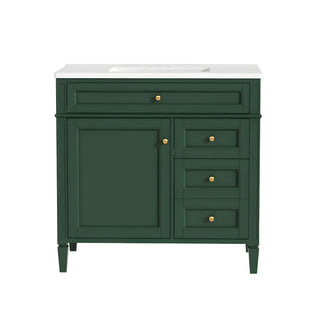 Bathroom Vanity With Sink, Rectangular Storage Cabinet & 2 Drawers And Tip Out Drawer