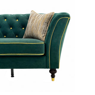 3 Person Sofa With Deep Seat, Tufted Backrest