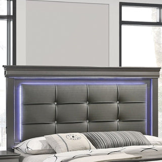 Bed With Square Button Tufting And LED Lights