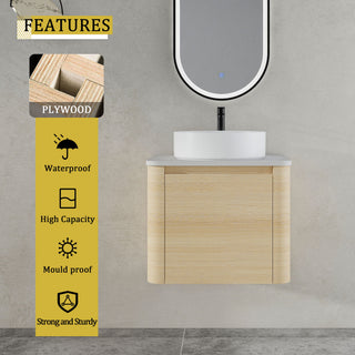 Mounted Bathroom Vanity With Art Sink & 2 Soft Close Doors
