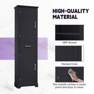 Tall Freestanding Bathroom Storage Cabinet With 2 Doors And Adjustable Shelves