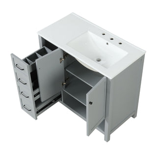 Bathroom Vanity With Sink Top, Bathroom Vanity Cabinet With 2 Doors And 2 Drawers, Open Shelf