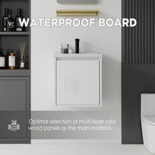 20" Floating Bathroom Vanity Combo With Wall Cabinet, Ceramic Sink & Soft Close Doors - White