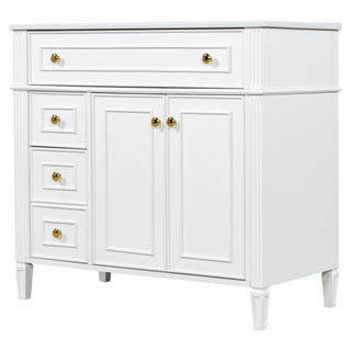 Bathroom Vanity With Sink, 3 Drawers & 2 Soft-Close Doors