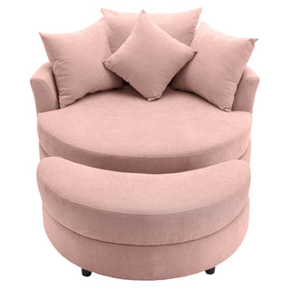 360° Swivel Accent Barrel Chair With Storage Ottoman & 4 Pillows, Modern Leisure Chair Round Accent For Living Room