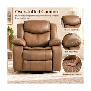 Rocker Recliner Chair With Manual Recline And 360° Swivel Base
