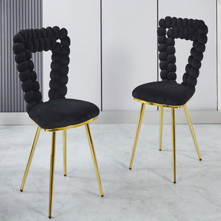 Modern Chair With Iron Tube Legs, Soft Cushions And Comfortable Backrest, Suitable For Dining Room, Living Room, Cafe, Hairball Back