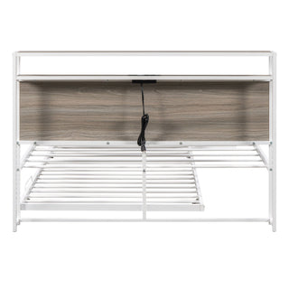 Platform Bed Frame With Trundle, USB Ports And Slat Support, No Box Spring Needed