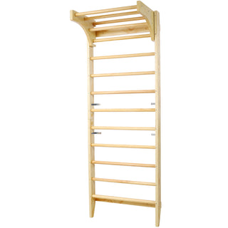 Swedish Ladder, Stall Bars Set For Physical Therapy & Gymnastics - Natural