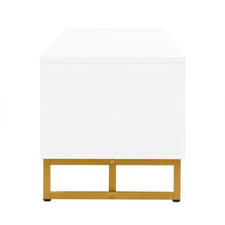 TV Media Console Table, TV Stand With Storage For Living Room - White