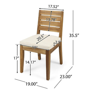 Outdoor 6 Seater Expandable Dining Set With Cushions - Sandblasted Natural / Beige