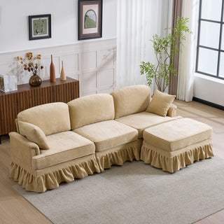Cloud Sofa With Removable Ruffled Skirt With Ottoman And Flared Arms