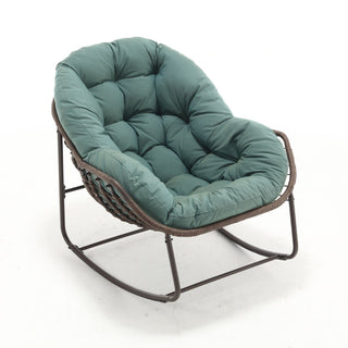 Indoor / Outdoor Oversized Wicker Egg Rocker Chair - Light Green