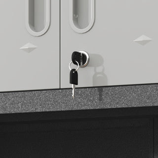 Metal Wall Mounted Tool Storage Cabinet With Locking Door, 1 Shelf & 1 Drawer