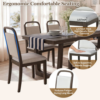 Farmhouse Dining Set With 4 Upholstered Chairs & 1 Bench