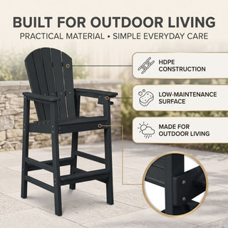 Bar Height Adirondack Chair With Cup Holder And Armrests