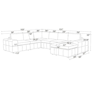 Large Square Arms Modular Sectional