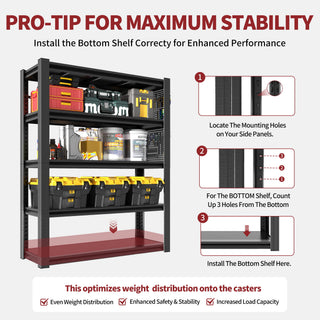 Industrial 5-Tier Adjustable Shelving Unit With Pegboard Heavy-Duty Storage