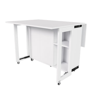 3 In 1 Foldable Side Table With 4 Storage Shelves