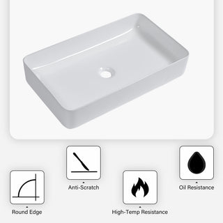 Modern Ceramic Rectangular Bathroom Vessel Sink With European Design