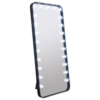 Villancourt - LED Standing Mirror With Speakers - Black